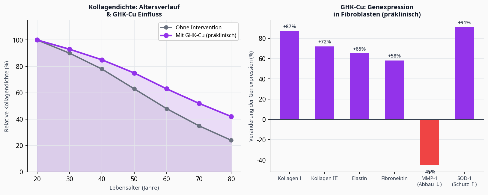 Kollagendichte Altersverlauf und GHK-Cu Genexpression